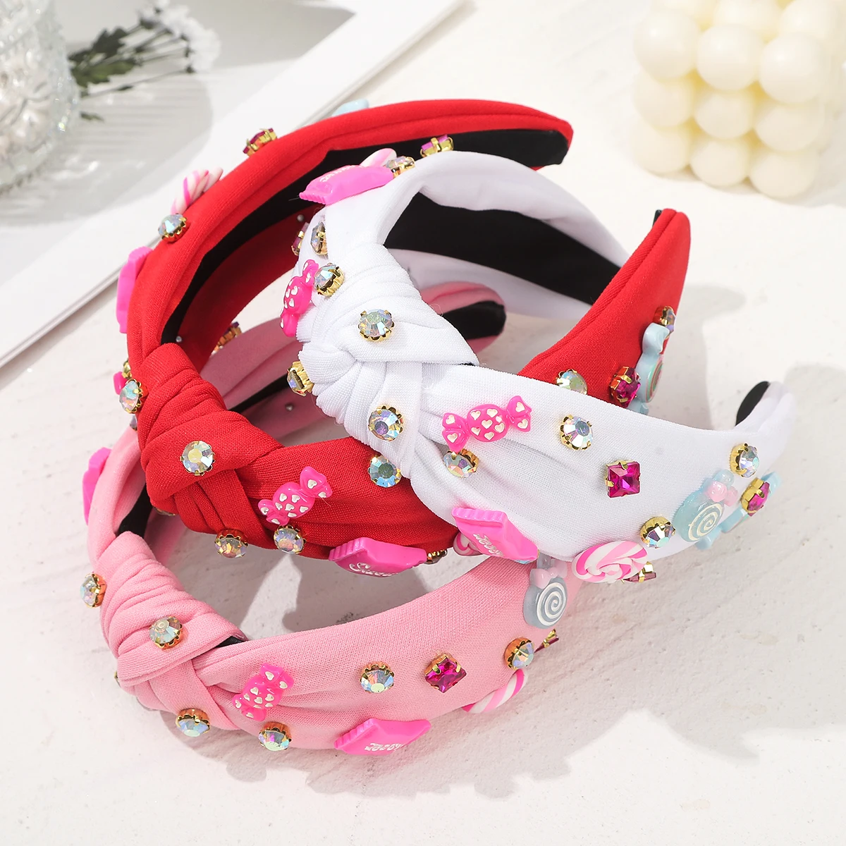 Luxury Headbands For Women Baroque Rhinestone Pearl Headbands Hair Band Wide Festival Hair Accessories Head Hoops Pink Red