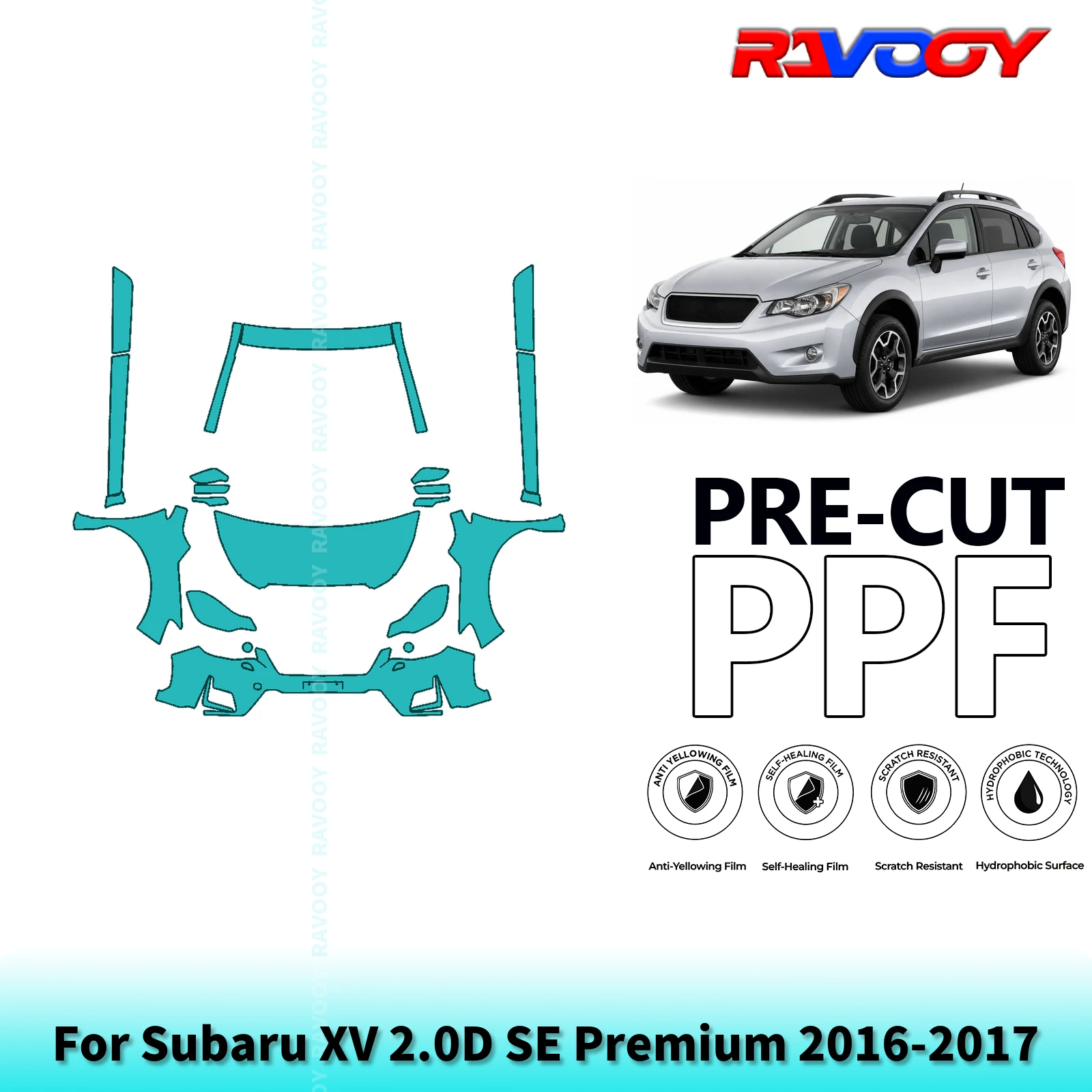 For Subaru XV 2.0D SE Premium 2016-2017 Partial Front+Rockers Pre-Cut Paint Protection Film PPF Stone Chip Kit Clear/Matte/Black
