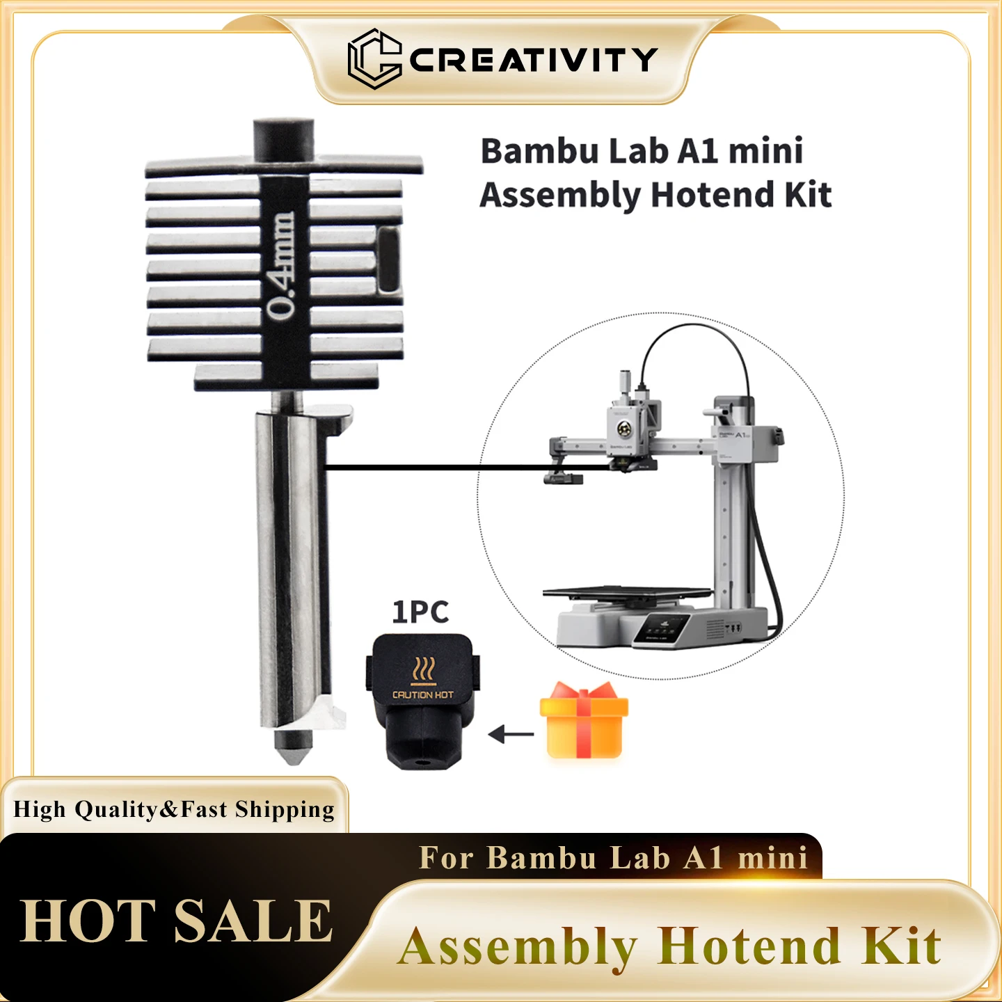 

Hotend For Bambu Lab A1 mini Assembly Hotend Kit 0.4 0.6 0.8MM Replaceable Nozzle 2510 Fan For 3D printer Bamboo Lab A1/A1 mini