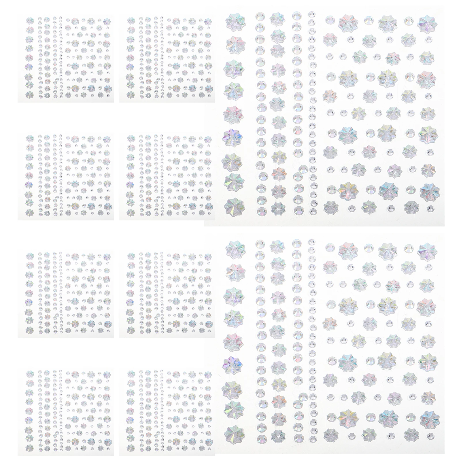 

10 Sheets Self Adhesive Plastic Gem Rhinestones for Makeup Face Jewels Festival Transparent AB Resin Gems Sticker Body Art