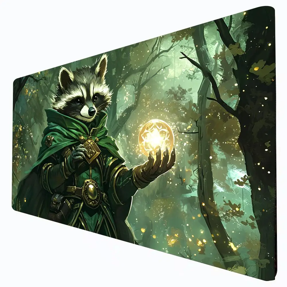 Funny Raccoon Magic Party Game Mat Magic Gathering Playmat Durable Rubber for MTG&TCG Games 35X60cm Mouse Pad Offices Desk Mats
