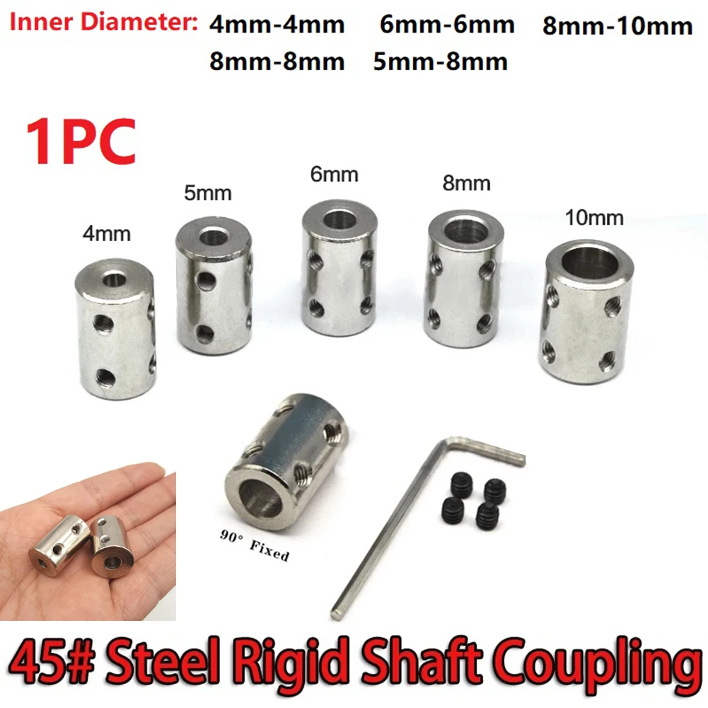 1set Rigid Shaft Coupling 4mm/5mm/6mm/8mm/10mm CNC Motor Jaw Shaft Coupler Connector Sleeve #45 Steel Transmission Connector