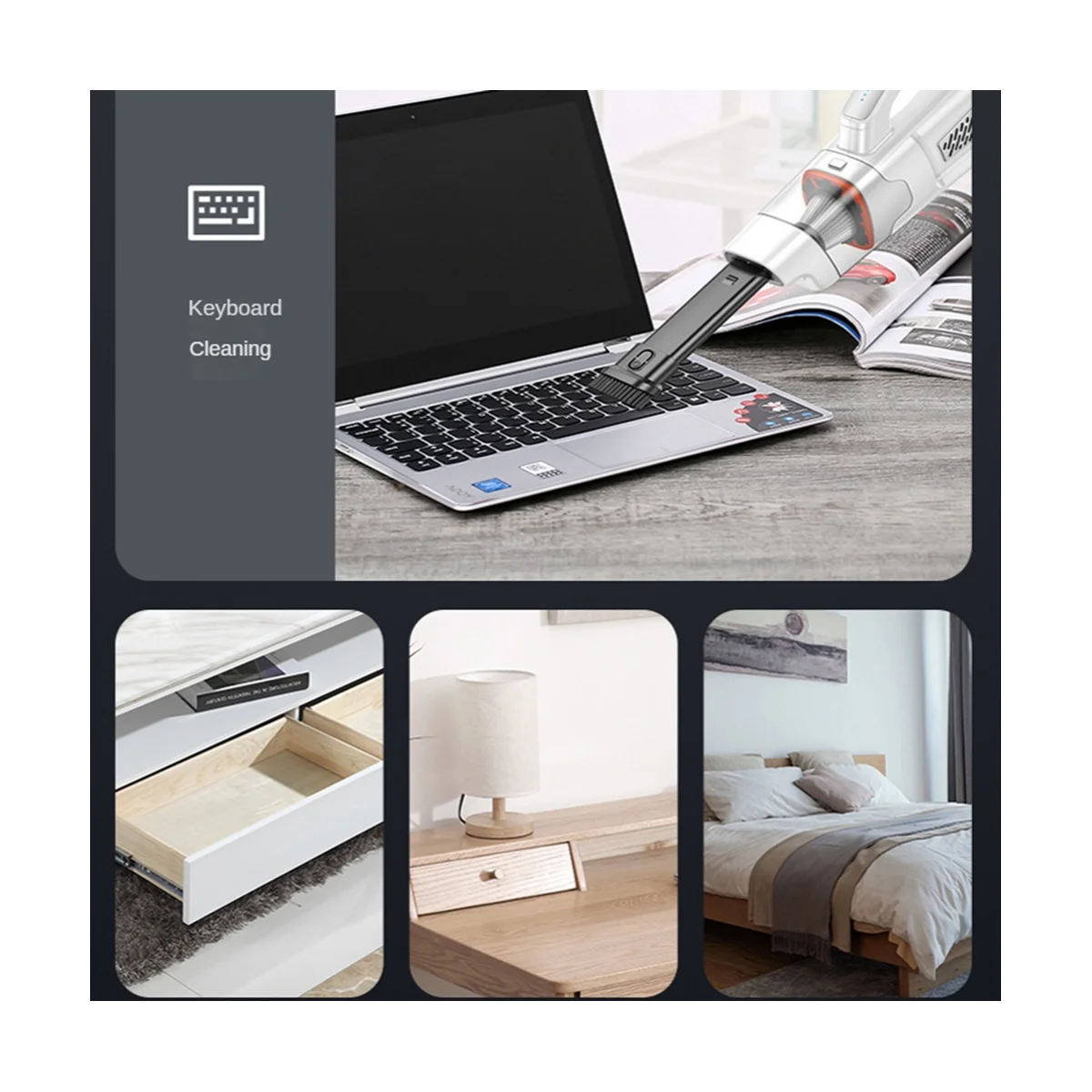 Penyedot debu Motor tanpa kabel 13000Pa, penyedot debu nirkabel Motor tanpa sikat 2 kecepatan genggam kuat untuk mobil rumah kantor putih