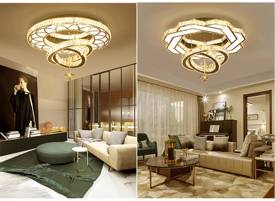 Nordic Minimalist Luxury Crystal Led Ceiling Chandelier Living Dining Room Bedroom Ceiling Lamps Home Decor Crystal Pendant Lamp