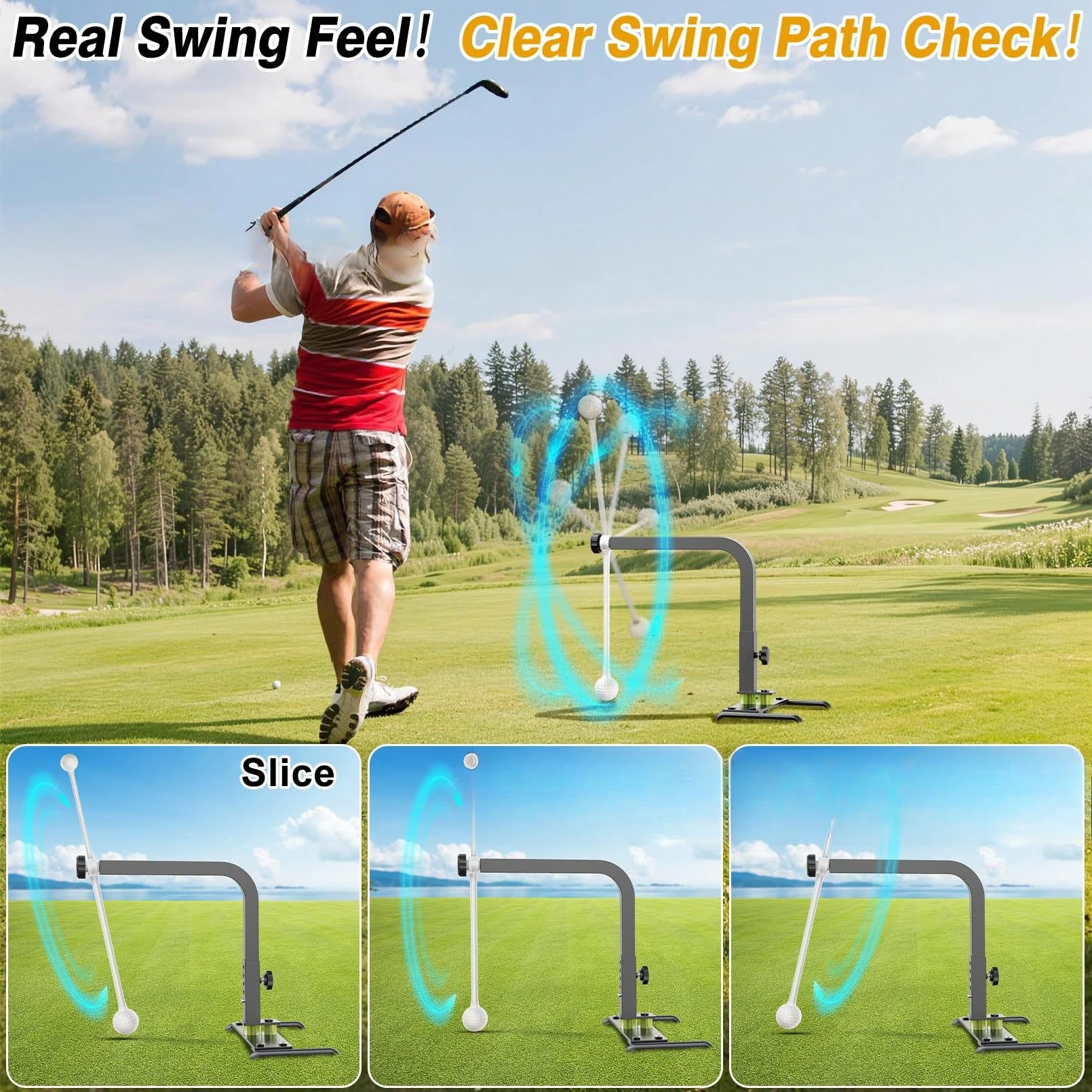 Golf swing trainer 360 ° rotating height adjustable golf training aid
