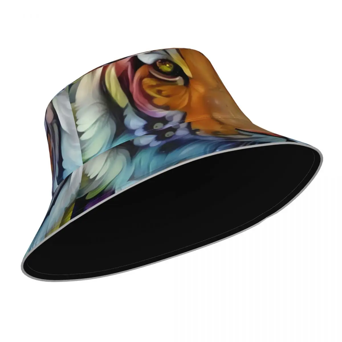 Painted Tiger Bucket Hat Animal Print Custom Outdoor Fisherman Hats Double-sided Wear Classic Reflective Sun Hat