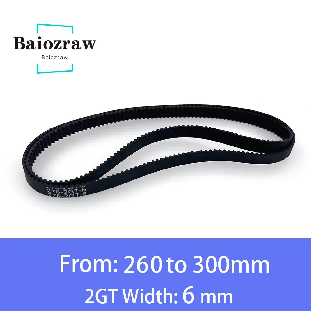 3D Printer Parts GT2 6mm Closed Loop Rubber Timing Belt  260 264 268 270 274 278 280 284 288 290 292 294 300mm 2GT 1pcs