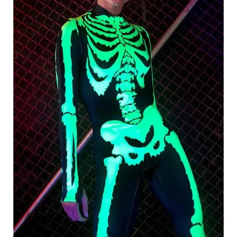 Disfraz de fantasma aterrador para mujer, esqueleto de Rosa 3D, mono de diablo Sexy para Halloween, fiesta de carnaval, Día de los muertos