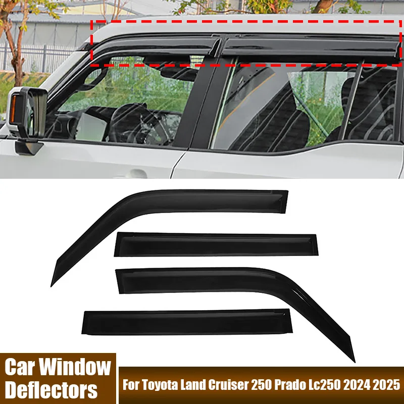 

Car Exterior Window Deflectors Weathershield Visor Wind Rain Sun Strips Fit For Toyota Land Cruiser 250 Prado Lc250 2024 2025