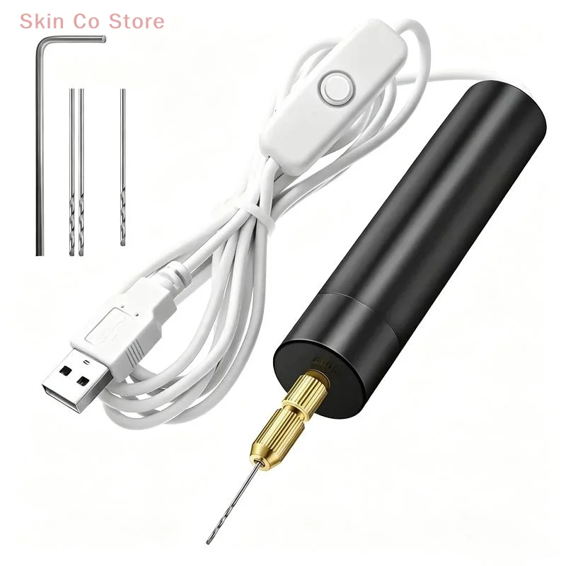 [CO]USB Powered Mini Portable Electric Drill With 3 Drill Bits Stable Performance For DIY Craft Jewelry Resin Drilling[CO]