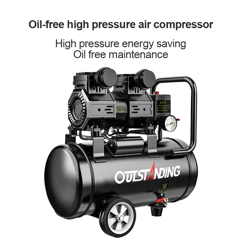 980W 1100W Silent Air Compressor With Spray Gun Air Blow Gun Oil Free Air Compressor Pump For Home Repair Tire Inflation