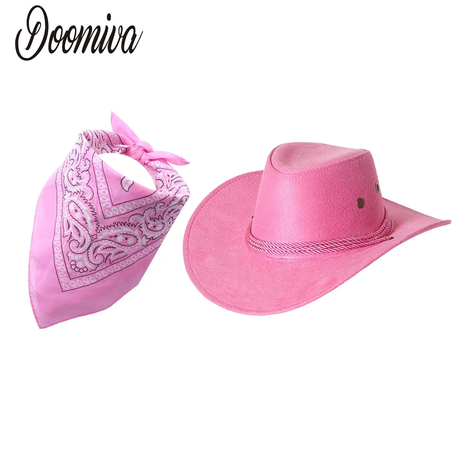 

Kids Cowboy Cowgirl Cosplay Accessories Western Cowboy Hat and Bandanna Scarf for Halloween Carnival Dress Up Performance