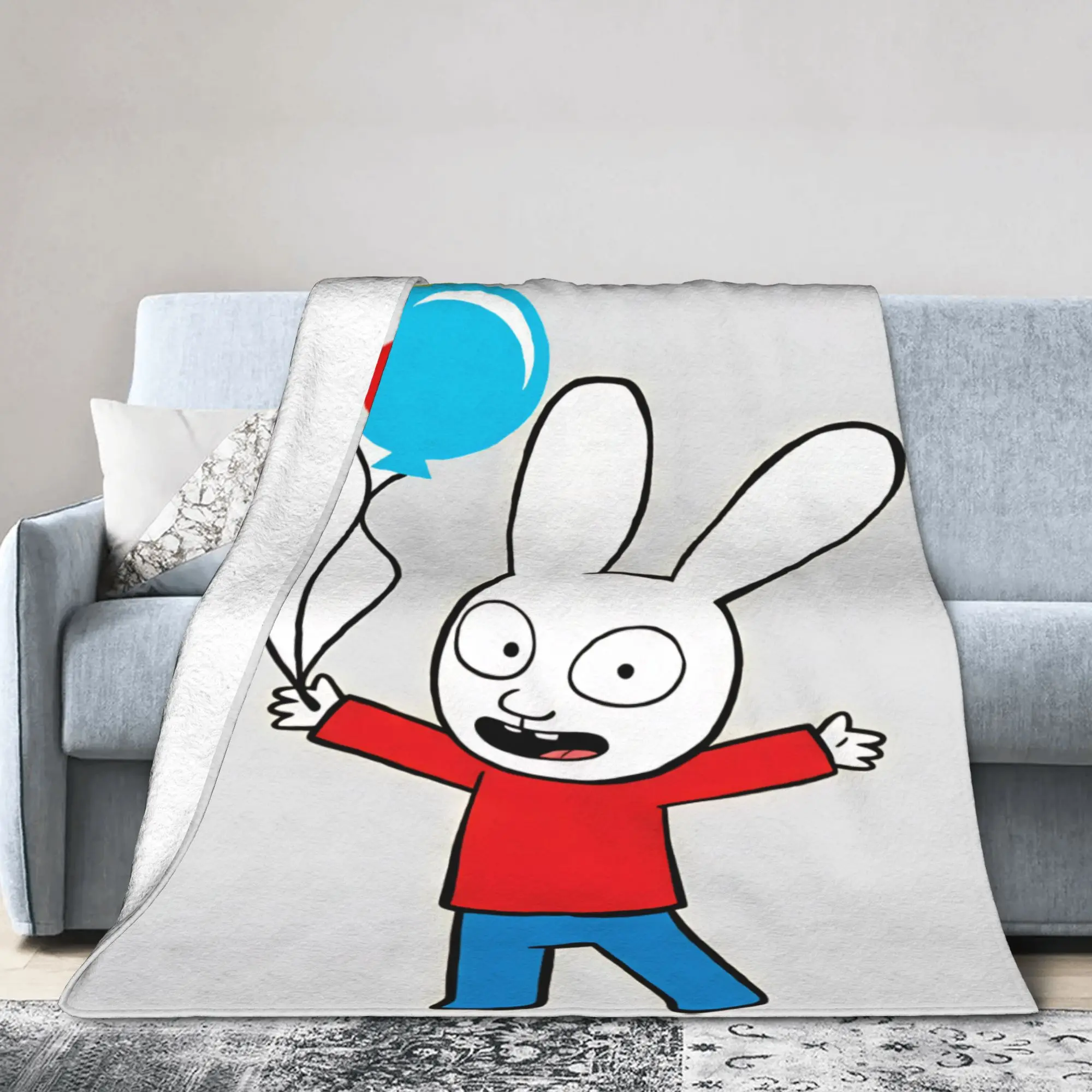 Super Soft Throw Blanket Camping Simon Super Rabbit  Blanket  Flannel Bedspread For Bedroom Funny Sofa Bed Cover