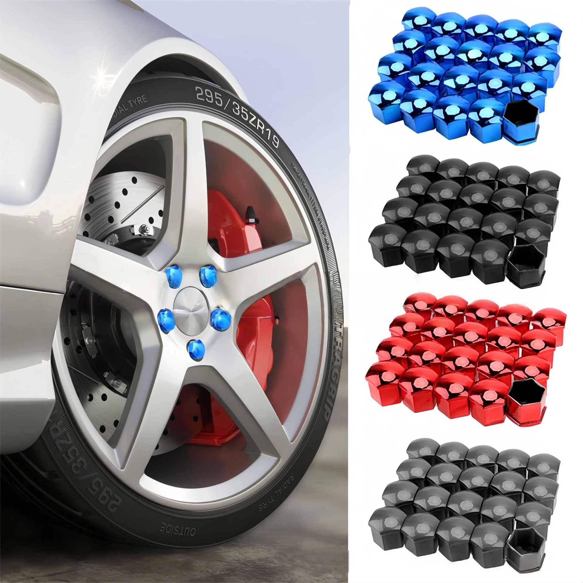 Automobile Wheel Electroplated Nut Cover, Anti-Oxidation Protection, Automobile Tire Nut Bolt Cover, External Decoration, 17/19/