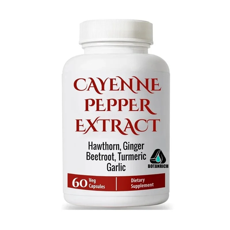 Chili Capsules, Mixed with Hawthorn, Ginger, Beetroot, Garlic, and Turmeric in One, Non GMO Gluten Free