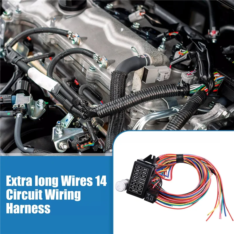 Pratico kit di cablaggio a 14 circuiti Circuito di modifica auto per Chevy Ford Chrysler Mopar Muscle Car Cablaggio elettrico