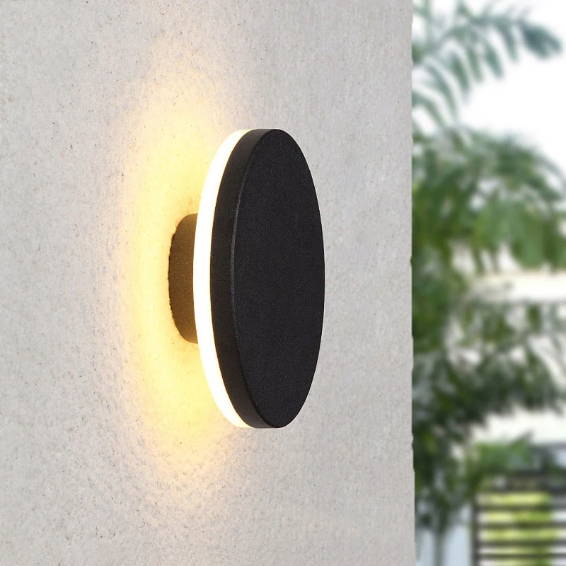 12W SMD LED Outdoor Eclipse Wall Lamp IP65 Waterproof 360° Hidden Emitting Light Fixture Round/Square Shape Yard Garden Porch