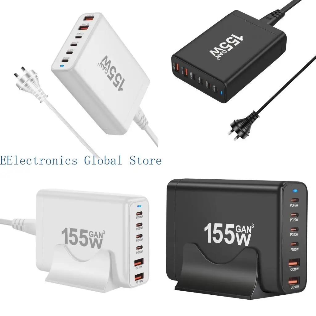 

462b Зарядка кирпичная хаб 155W Зарядная станция 6 порт USB зарядка питания адаптер настольный компьютер USB Тип C PD Блок