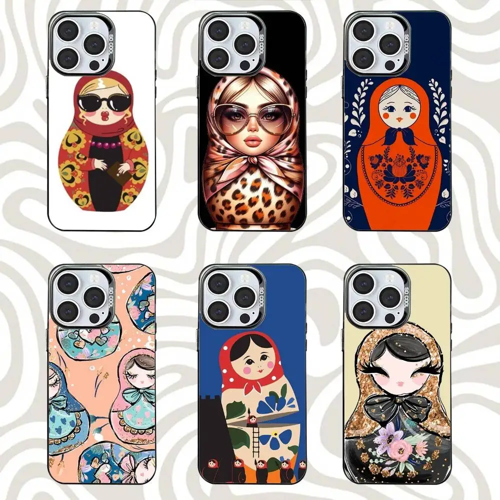 

Russian Dolls Matryoshkas Phone Case For iPhone 16,15,14,13,12,11,Mini,Pro,SE,MAX Black Matte Shockproof Cover