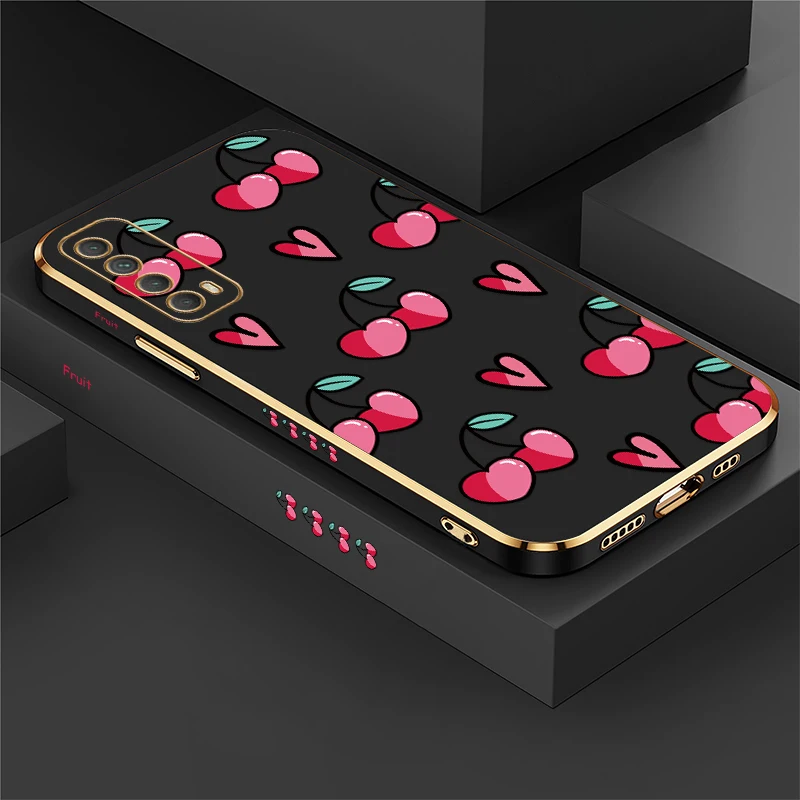 Coque de téléphone en TPU souple, étui arrière en Silicone résistant aux chocs, imprimé cœur d'amour et cerise, pour Huawei Y7A Y9S Y7 Prime Pro Y9 2019