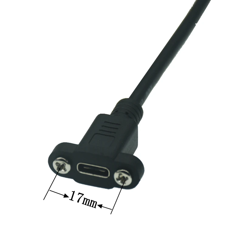 0.3m 0.2m 1M 0.5M Panel Mount Type-C USB-C Male To Female Extension Cable With Screw Hole Lock Connector Cable Spacing 18mm