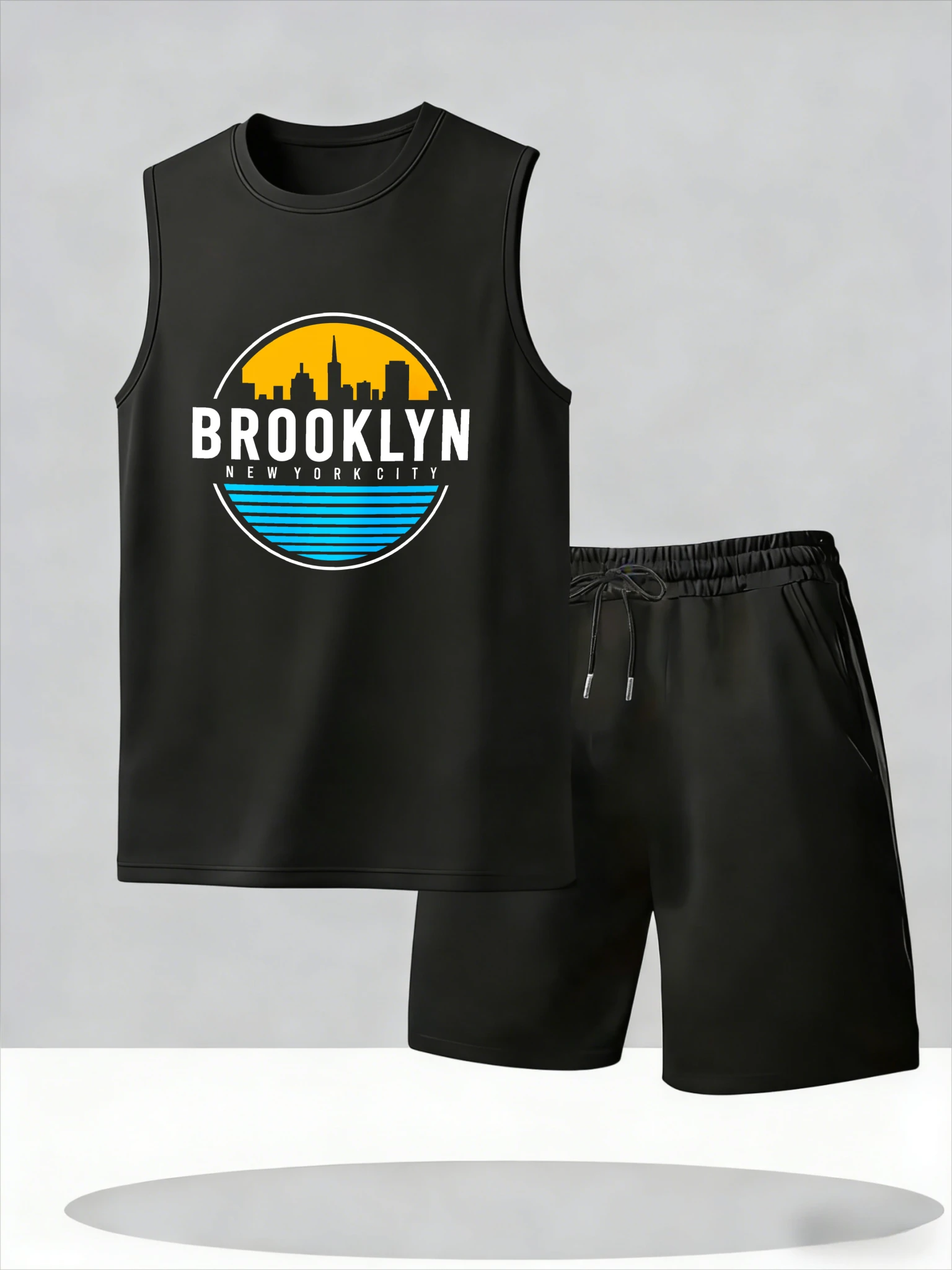 

Men's Tank Top Sets 2026 Summer Thin Quick Dry jogging suit crewneck men's tracksuit seaside running beach oversize Breathable
