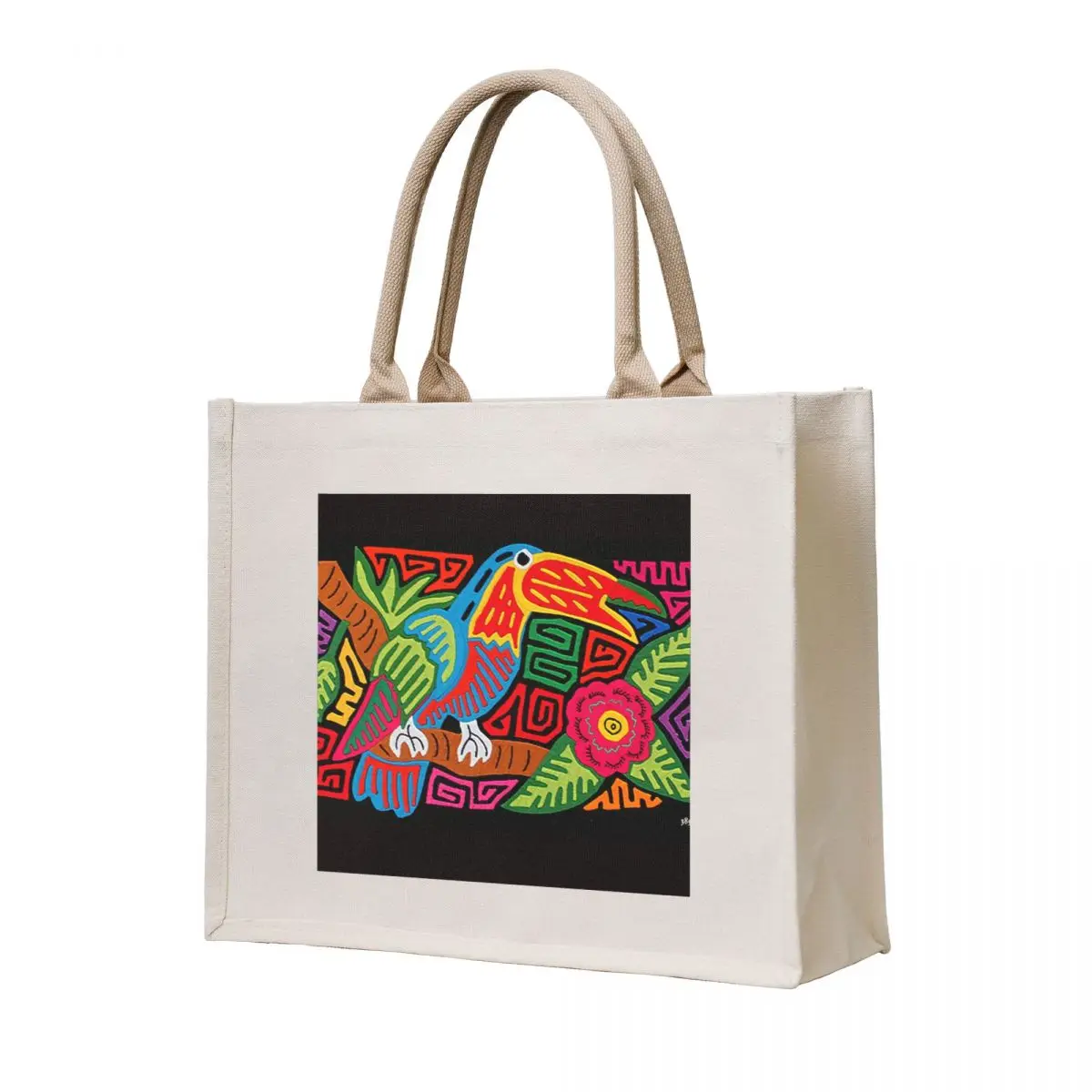 

Kuna Mola Design Tucan Tote Bag shopper bag women canvas custom men's personalized