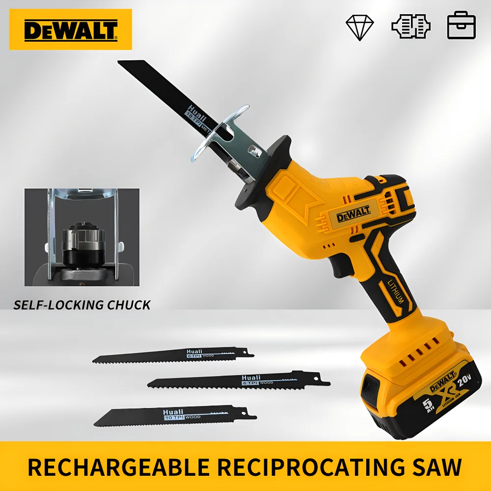 DEWALT Handheld Reciprocating Saw Household Rechargeable Electric Saw Wood /Metal /Garden Tree Cutting Multi-Functional Tools