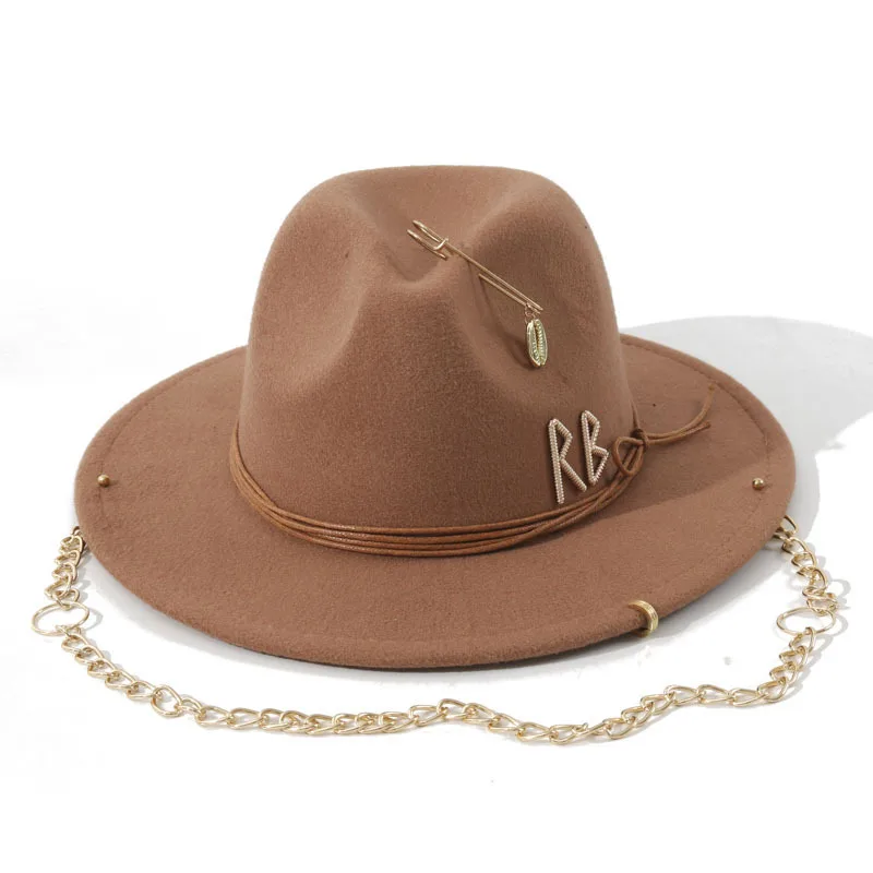 chain fedoras hats for women luxury designer brand church hats ladies elegant wedding hat