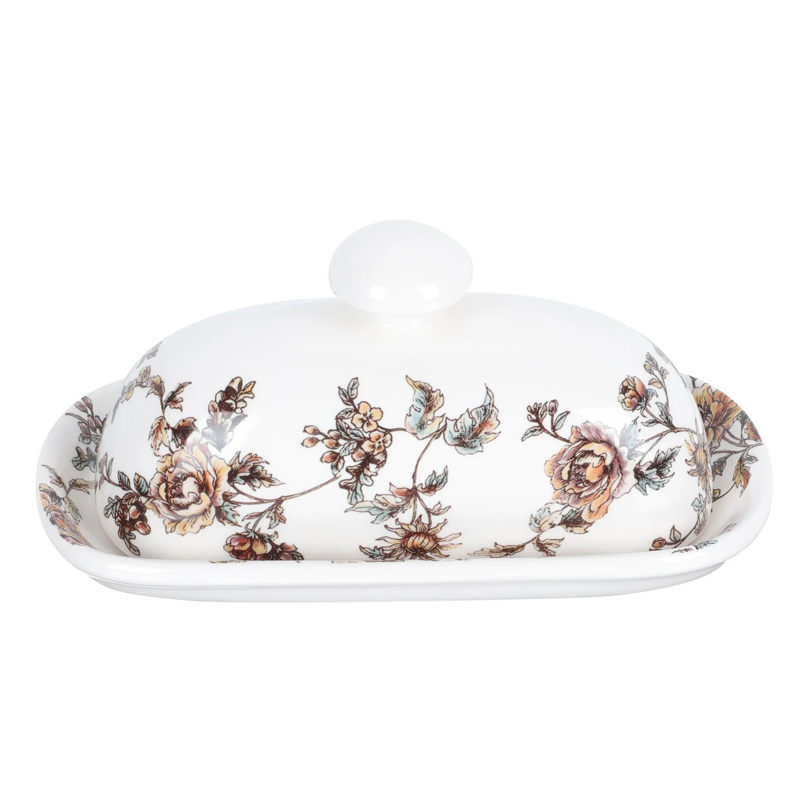 Ceramic Butter Box Exquisite Dish Plate Food Service Serving Containers with Lids Refrigerator Nut