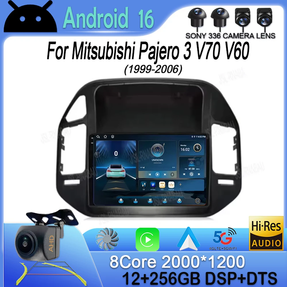 

Android 16 Carplay Auto Car Radio For Mitsubishi Pajero 3 V70 V60 1999-2006 Multimedia Video Player Navigation GPS Stereo 2din