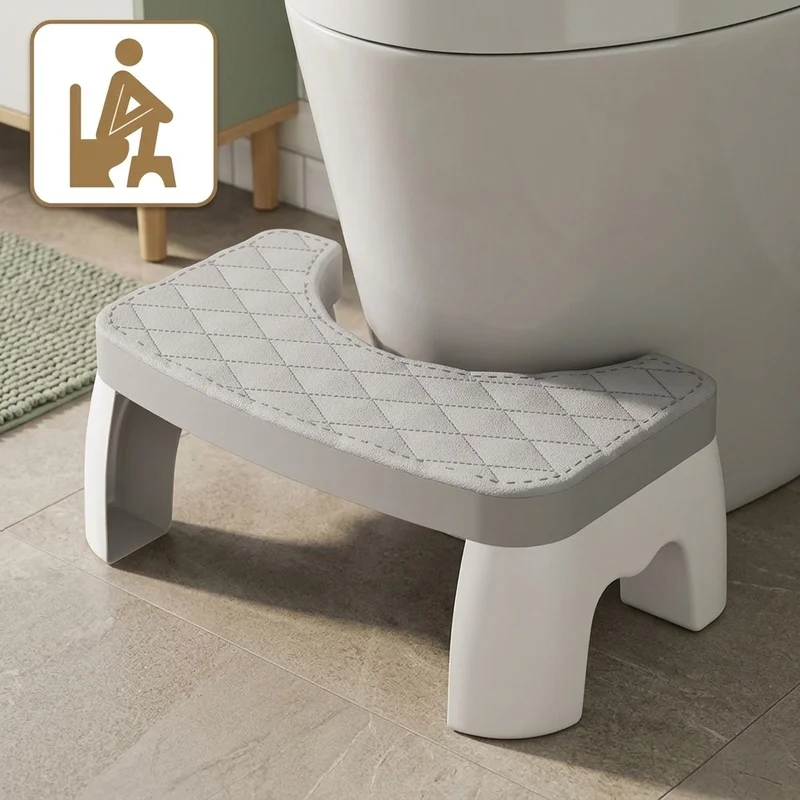 Universal Toilet Squat Stool, Waterproof Non-Slip Footrest, U-Shaped Bathroom Step Stool for Adults, Kids, Seniors & Pregnancy