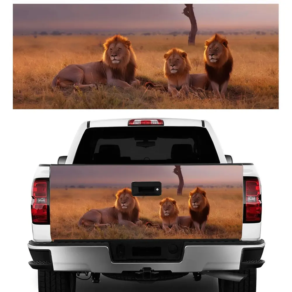 

Leisurely Sitting Lion Print Car Tail Trunk Protect Vinly Decal Auto Accessories Hood Decoration Sticker for Off-road Pickup