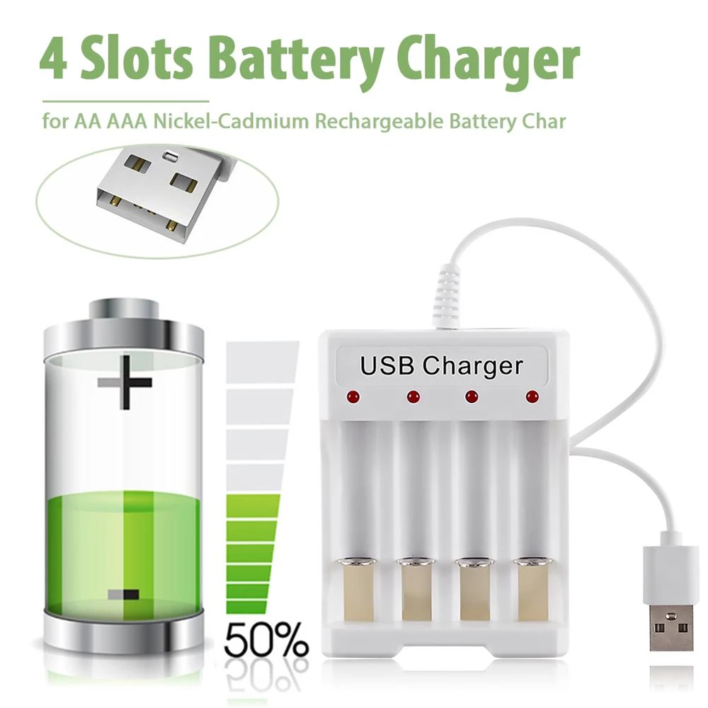 Universal 3/4 slots USB Output Battery Charger For AA / AAA Rechargeable Battery Quick Charge Adapter Power Accessories