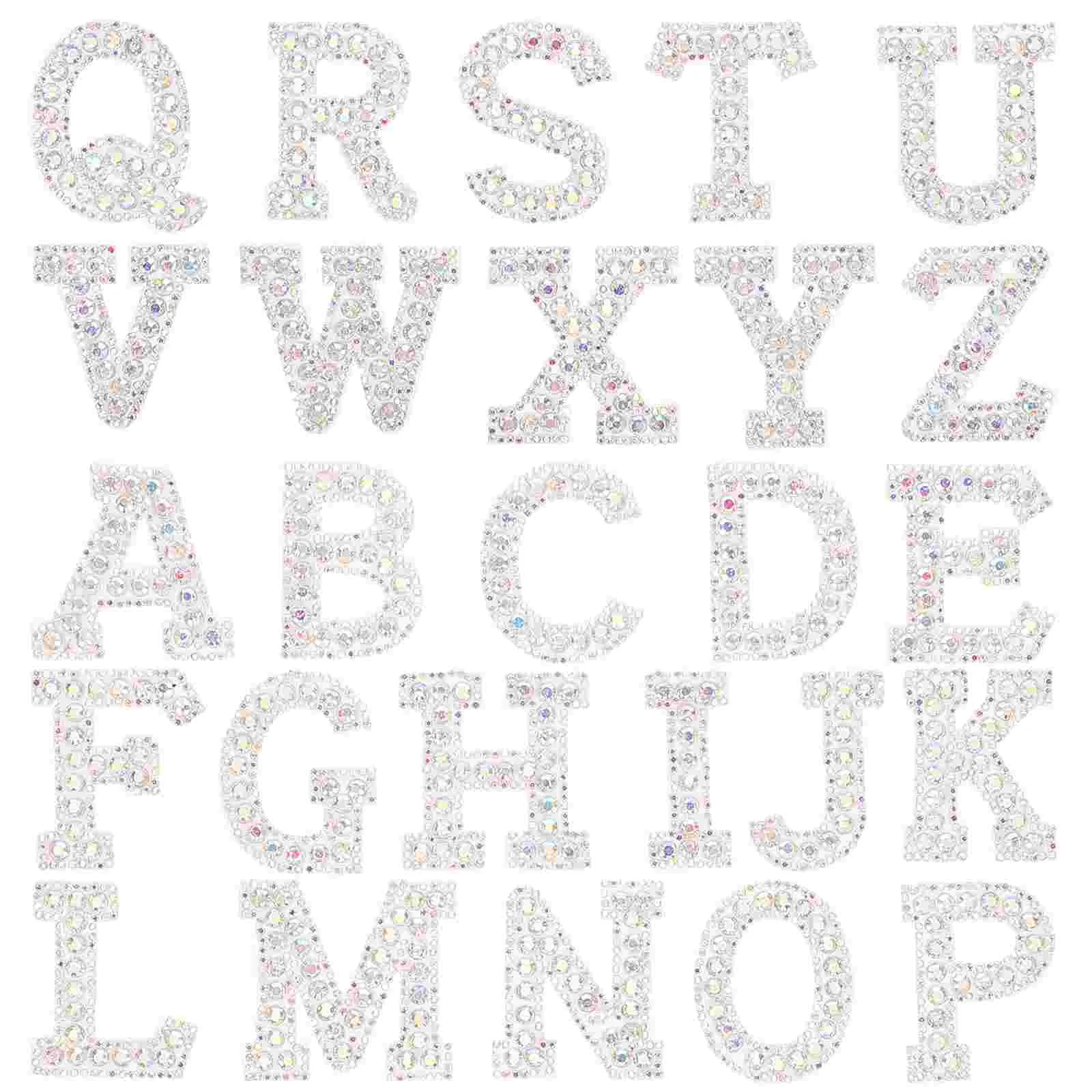 26 Pcs Hot Diamond Letter Stickers Adhesive Patches Iron Embroidery Letters Glitter Alphabet