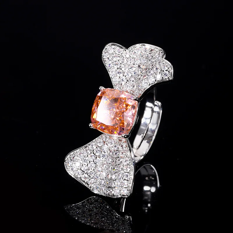 

Jewelry with copper base, gold-plated, high-carbon diamond, ice-cut pigeon egg design, copper inlay, elegant and light luxury ri