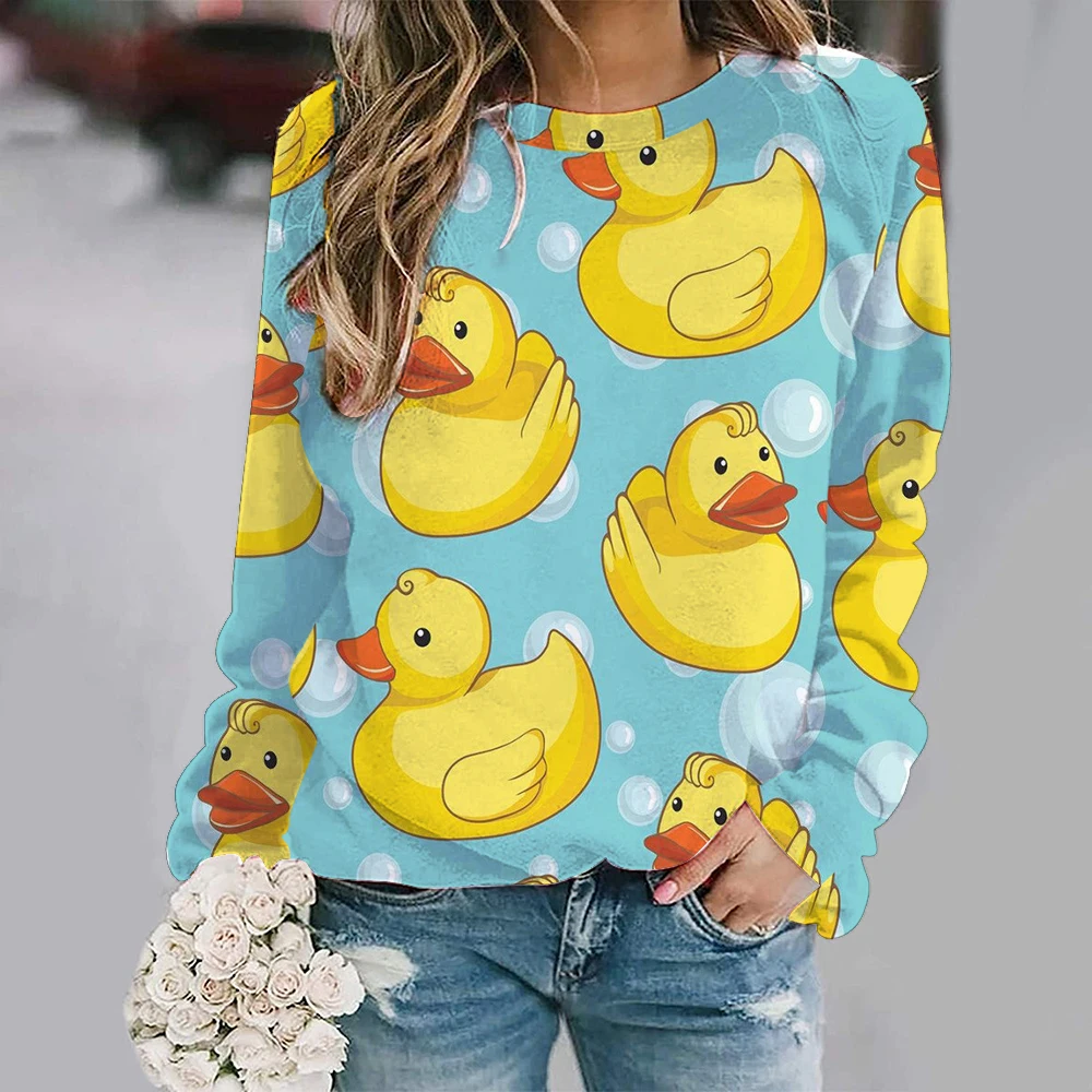 Sudadera con capucha de pato y Panda para mujer, ropa de calle con estampado 3D de animales bonitos, jersey de gran tamaño con cuello redondo, ropa