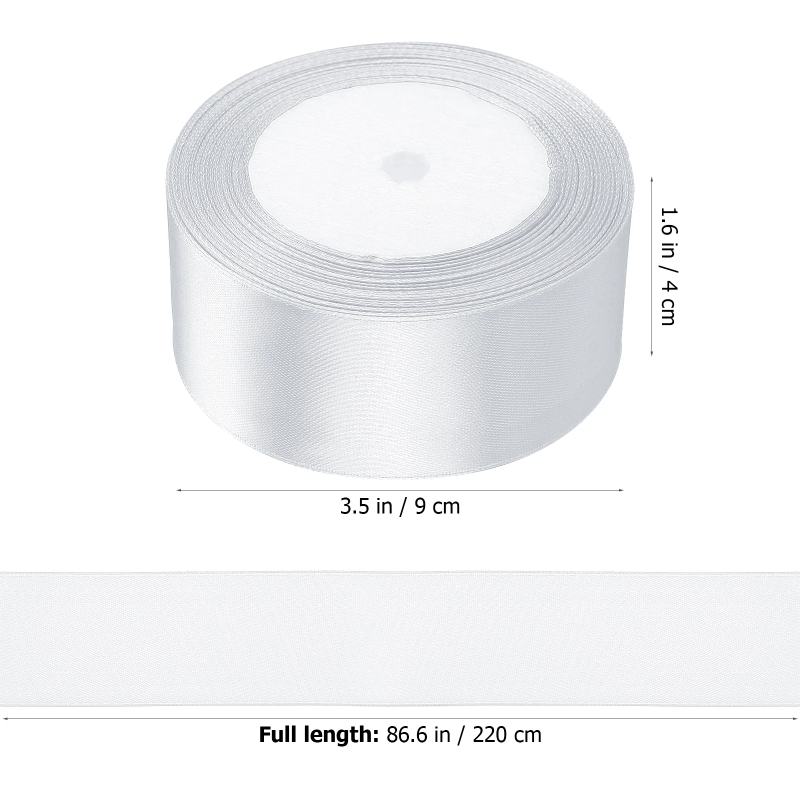 

3 Rolls Gift Packaging Ribbon Smooth Material Solid Color Versatile Width For Birthday Present Baby Decorative White
