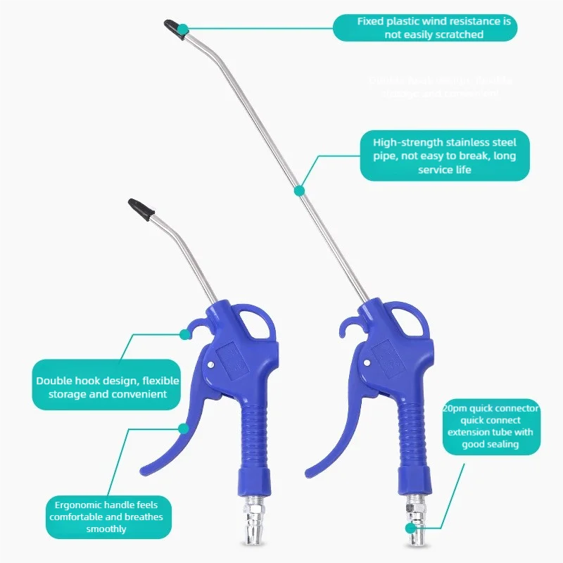 High Pressure Dust Blowing Gun Pneumatic Hardware Tool Dust Removal Gun Blowing Air Soot Blowing Gun Air Pump Extended Nozzles