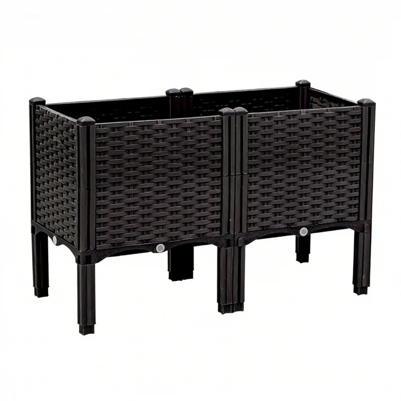 

Large Deepened 2-Section Raised Garden Bed 80x40x52cm for Vegetables Planting Box Outdoor Patio Flower Planter Container Thick P