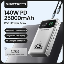 MOVESPEED-Batterie Externe Portable M25Pro 140W, 25000mAh, Type C, Charge Rapide, PowerBank pour iPhone, MacPle, Ordinateur Portable