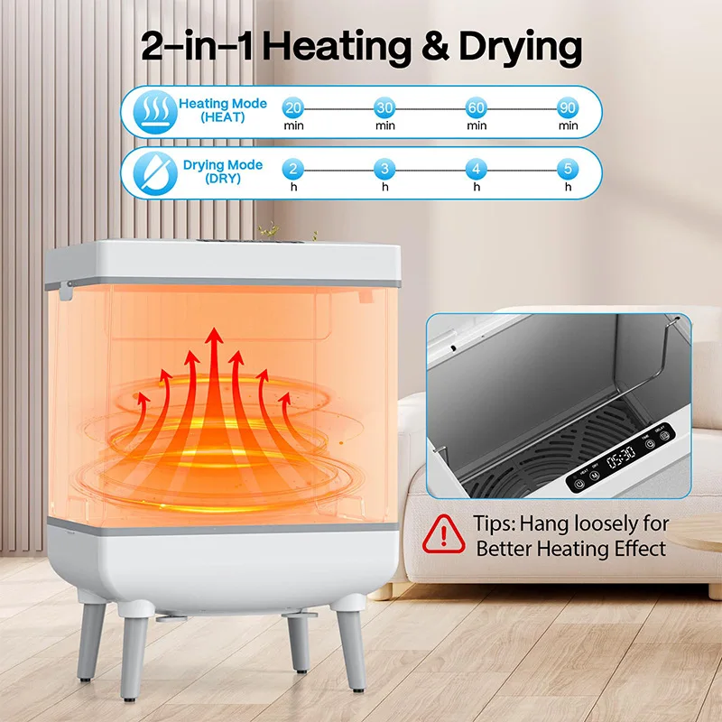 Towel Heating Bucket Foldable 35L Large Capacity with LED Display Hook Child Lock Can Be Dried