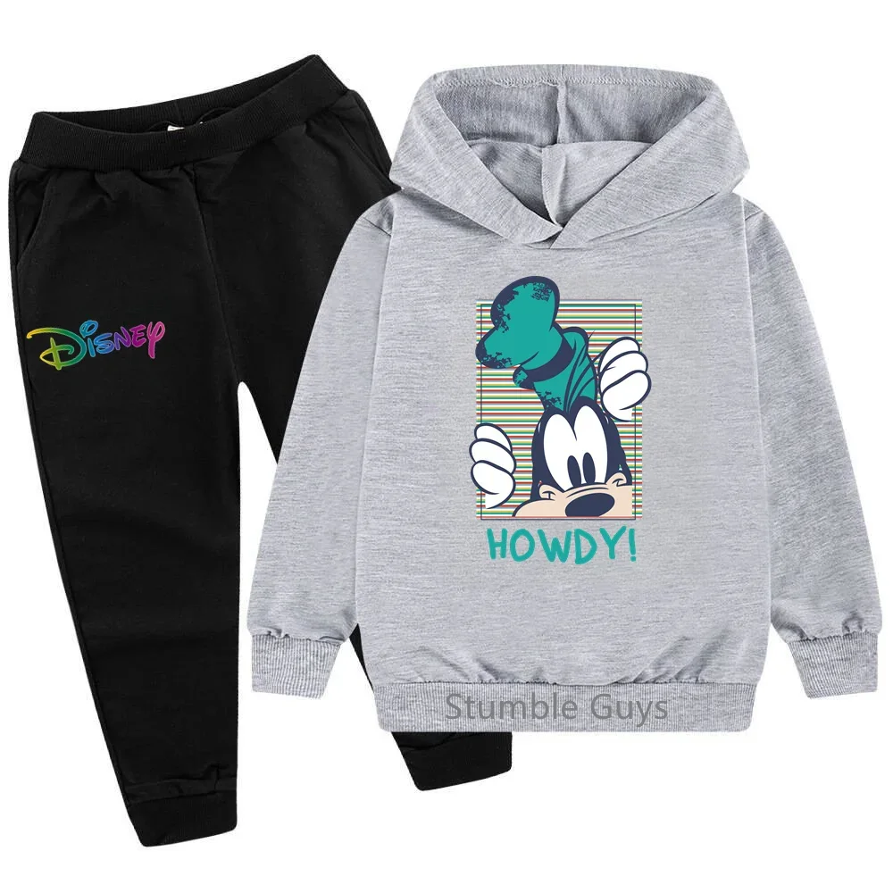 Disney Cartoon Goofy Spring and Fall new products Boys Girls Clothing set Cute hoodie + Pants 2 piece set casual kids sportswear