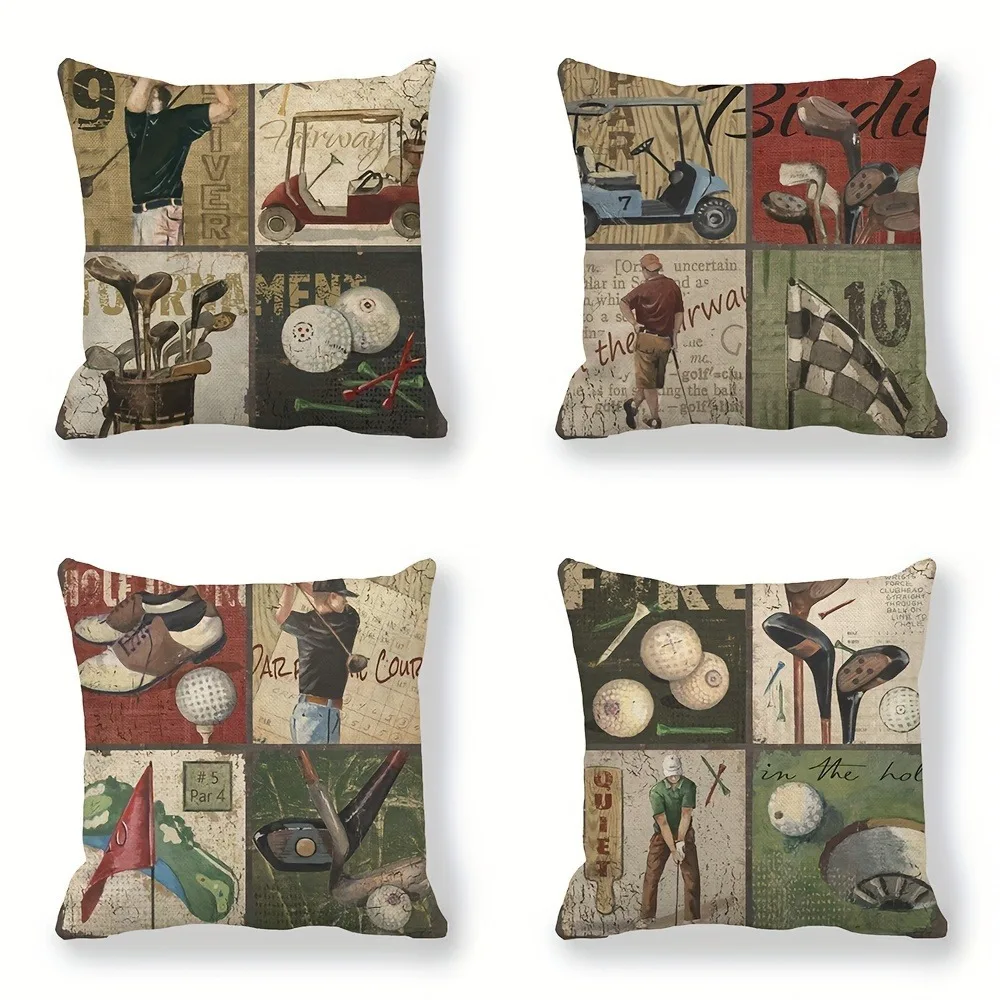

Home Decor Golf-Themed Patchwork Digital Print Pillow Pattern Cushion Cover Suitable For Sofa Bedroom Car Pillow Cover