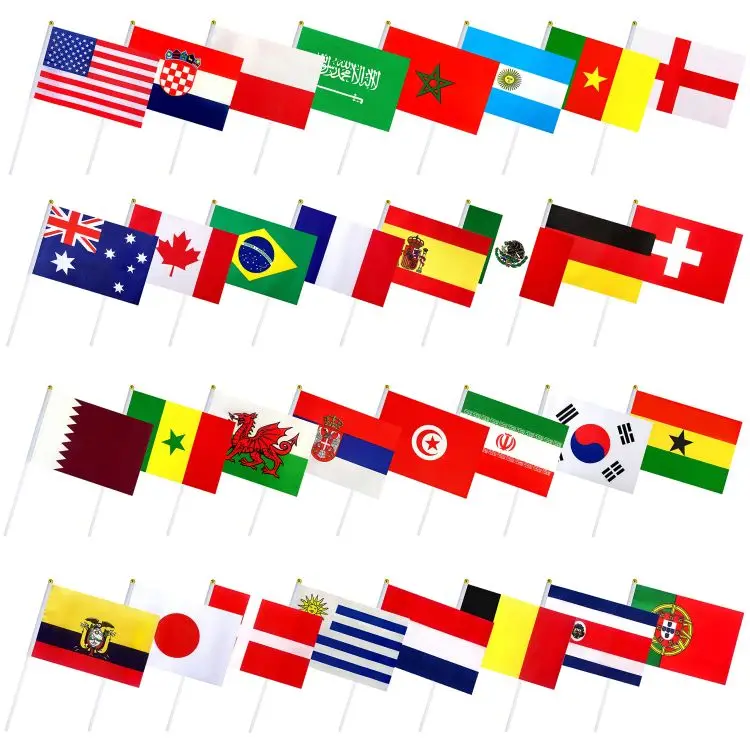 National flags Complete set of whole world 200 country or region flags 14*21 cm polyester material with plastic poles