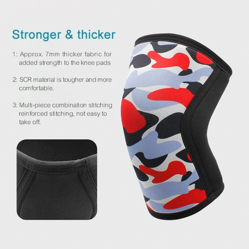 1Piece 7mm Neoprene Sports Kneepads Compression Weightlifting Pressured Crossfit Training Knee Pads Support Women Men