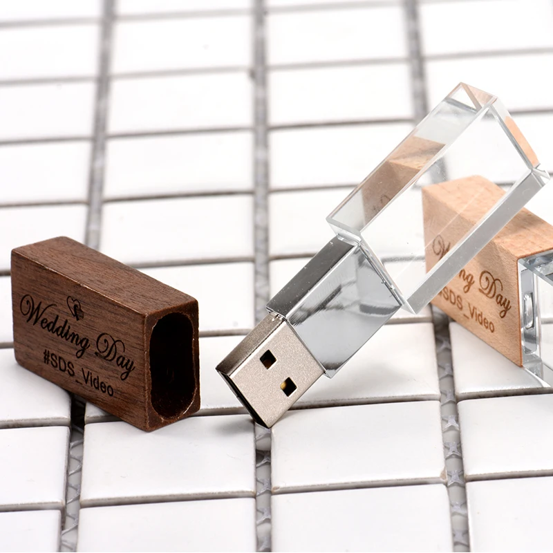 Кристаллический флэш-накопитель 64 ГБ USB 3.0 32 ГБ с индивидуальным логотипом, кленовый флэш-накопитель 16 ГБ, 8 ГБ, подарки для свадебной фотографии, U диск 4 ГБ