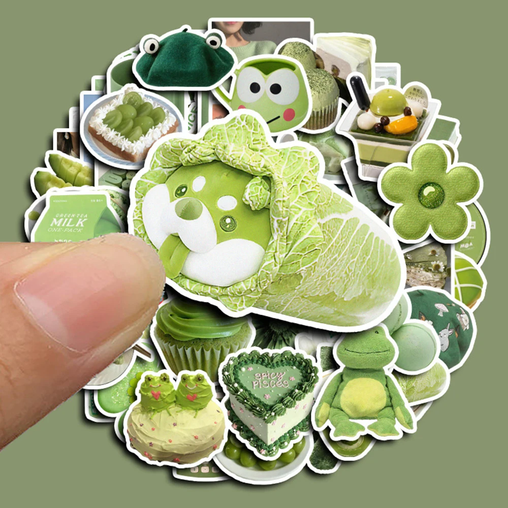 10/30/60PCS Ins Green Matcha Fresh Pattern Sticker Graffiti Decoration Mobile Phone Case Refrigerator Laptop Waterproof Sticker