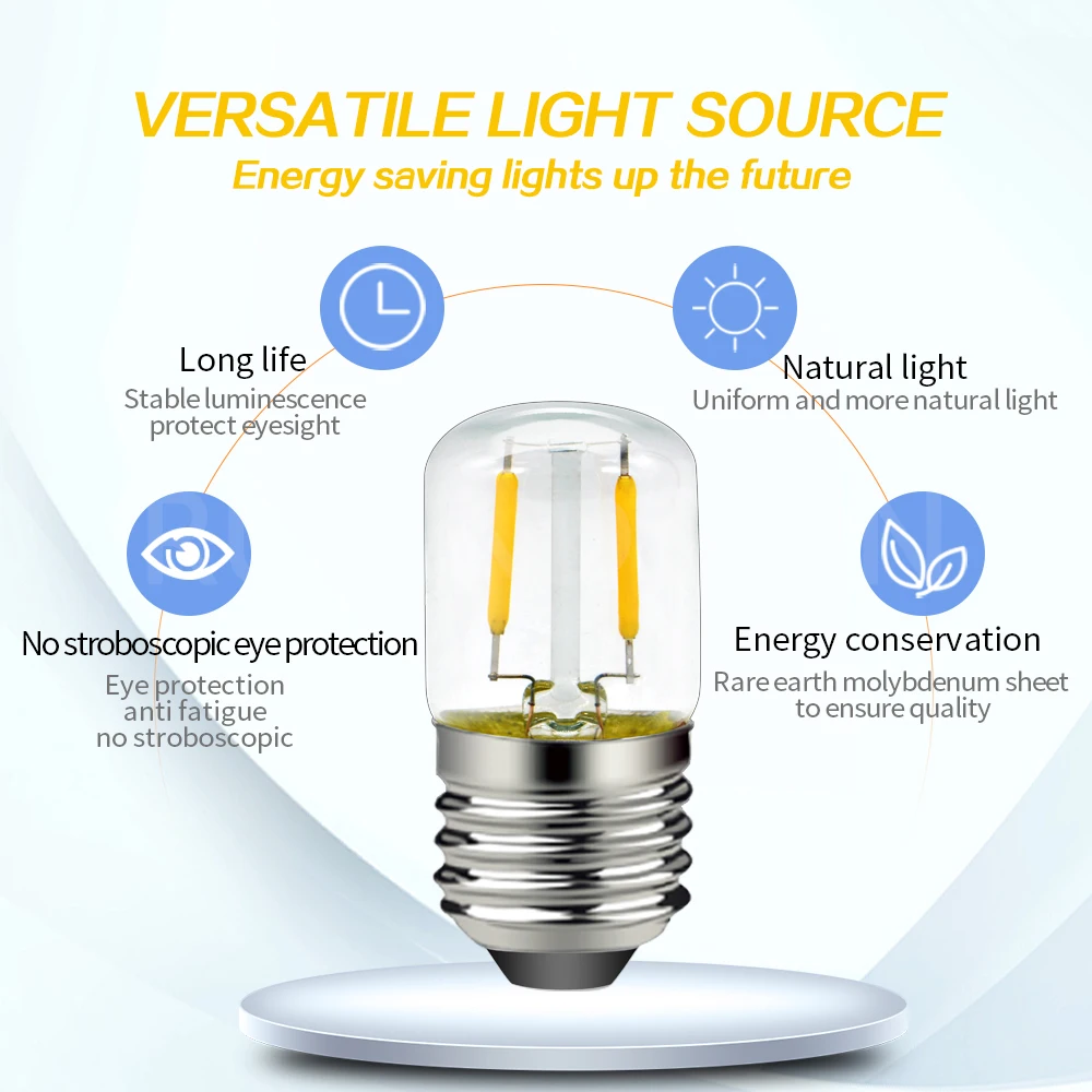 Ruiandsion 2PCS E27 LED Bulb 1W Warm White 2700K Decorative Energy Saving Low Power Lamp 220V for String Lights Night Light Home