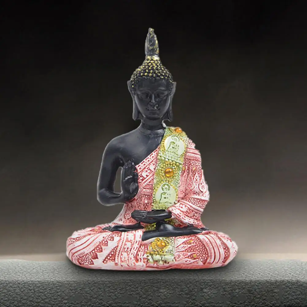 Cross-legged Buddha Sculpture Buddha Figurine Sculpture for Home Office Decor Resin Sitting Statue Ornament for Bookshelf